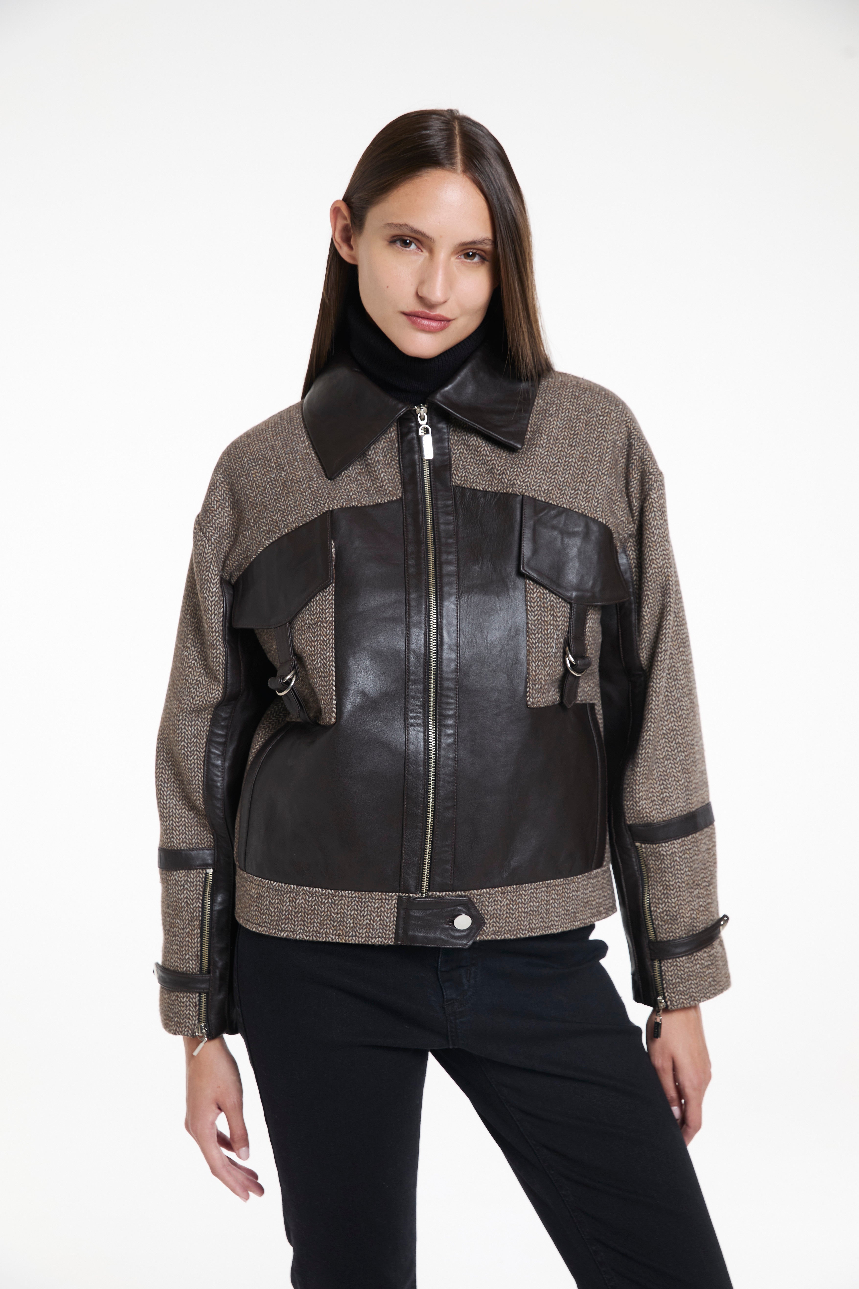 CAMPERA QUEEN - PAÑO Y CUERO