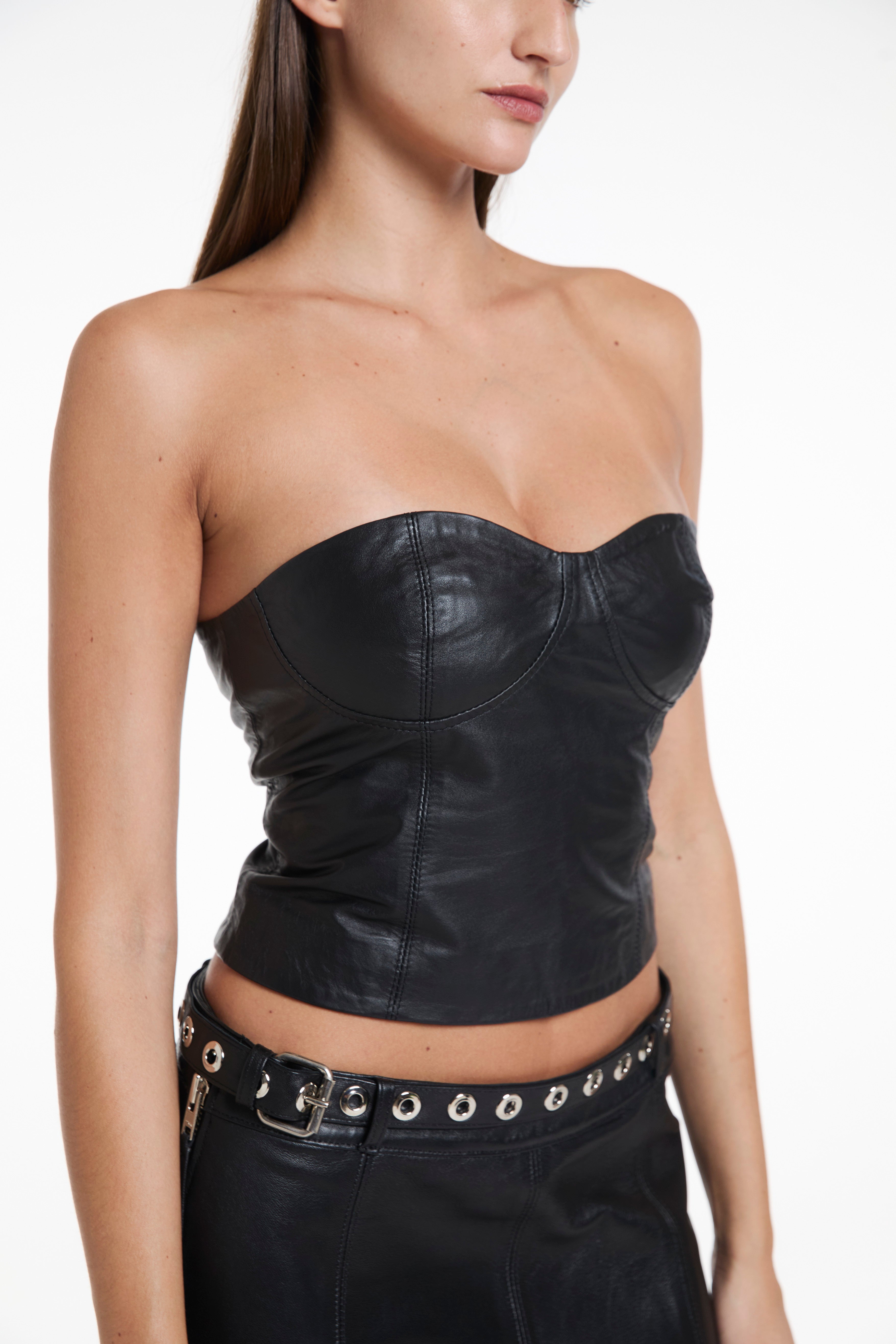 TOP - CUERO - NEGRO - JUSTA OSADIA