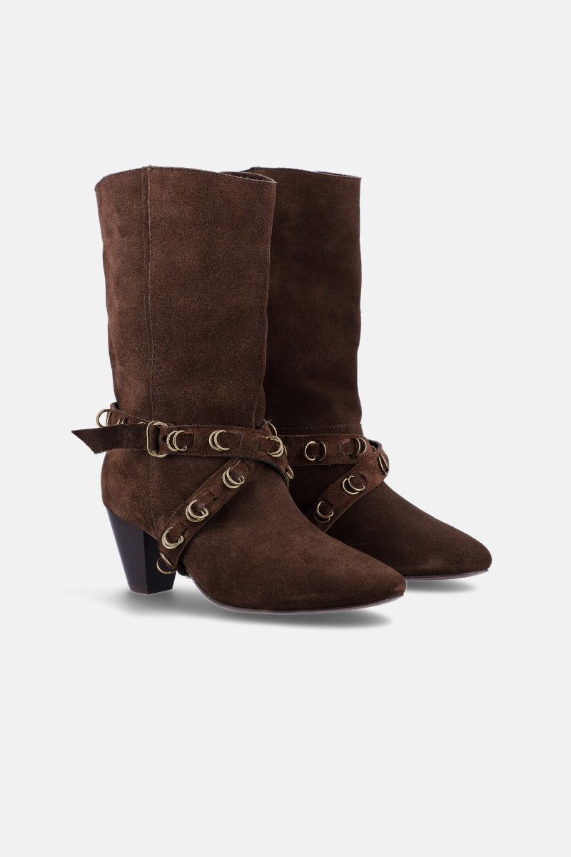 BOTA FIRE - GAMUZA - CHOCOLATE - JUSTA OSADIA 