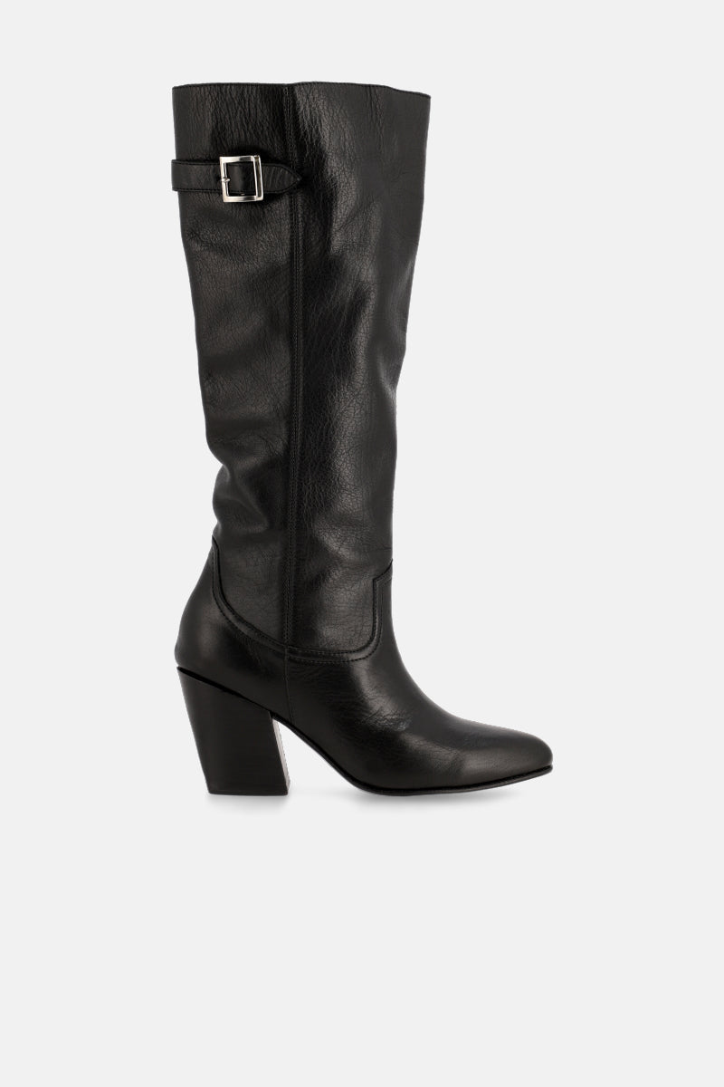 BOTA NINE - CUERO - NEGRO - CAÑA ALTA - INVIERNO - JUSTA OSADIA 