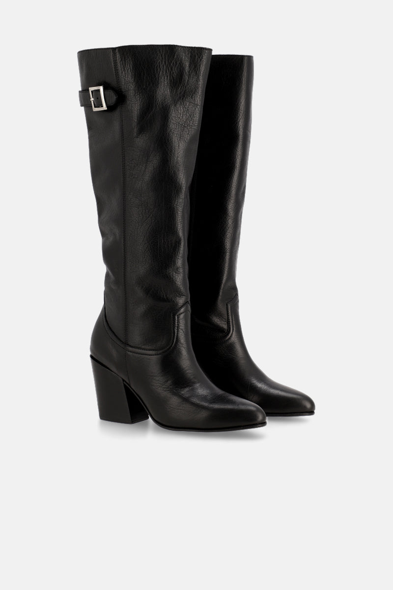 BOTA NINE - CUERO - NEGRO - CAÑA ALTA - INVIERNO - JUSTA OSADIA 
