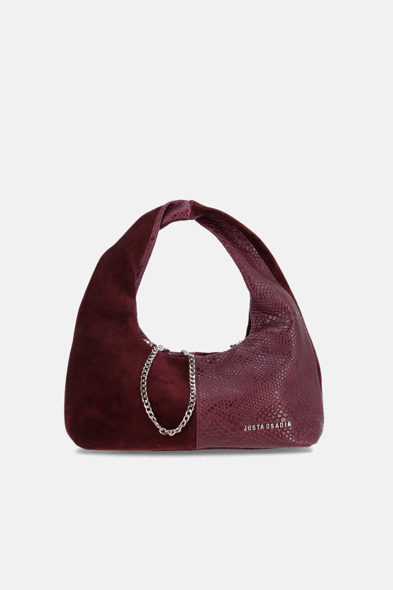 CARTERA - MINI BAG - CUERO - BORDO- JUSTA OSADIA