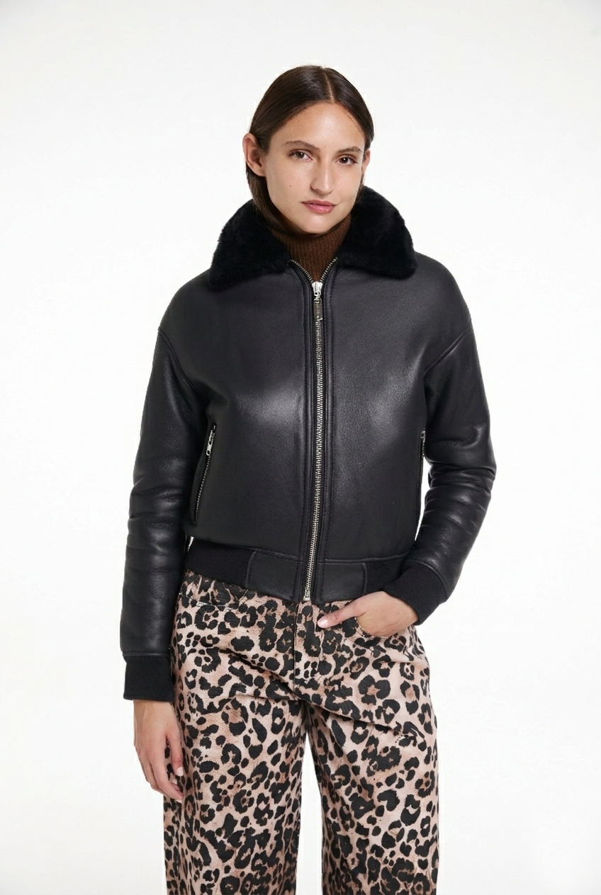 CAMPERA - CUERO - NEGRO - JUSTA OSADIA