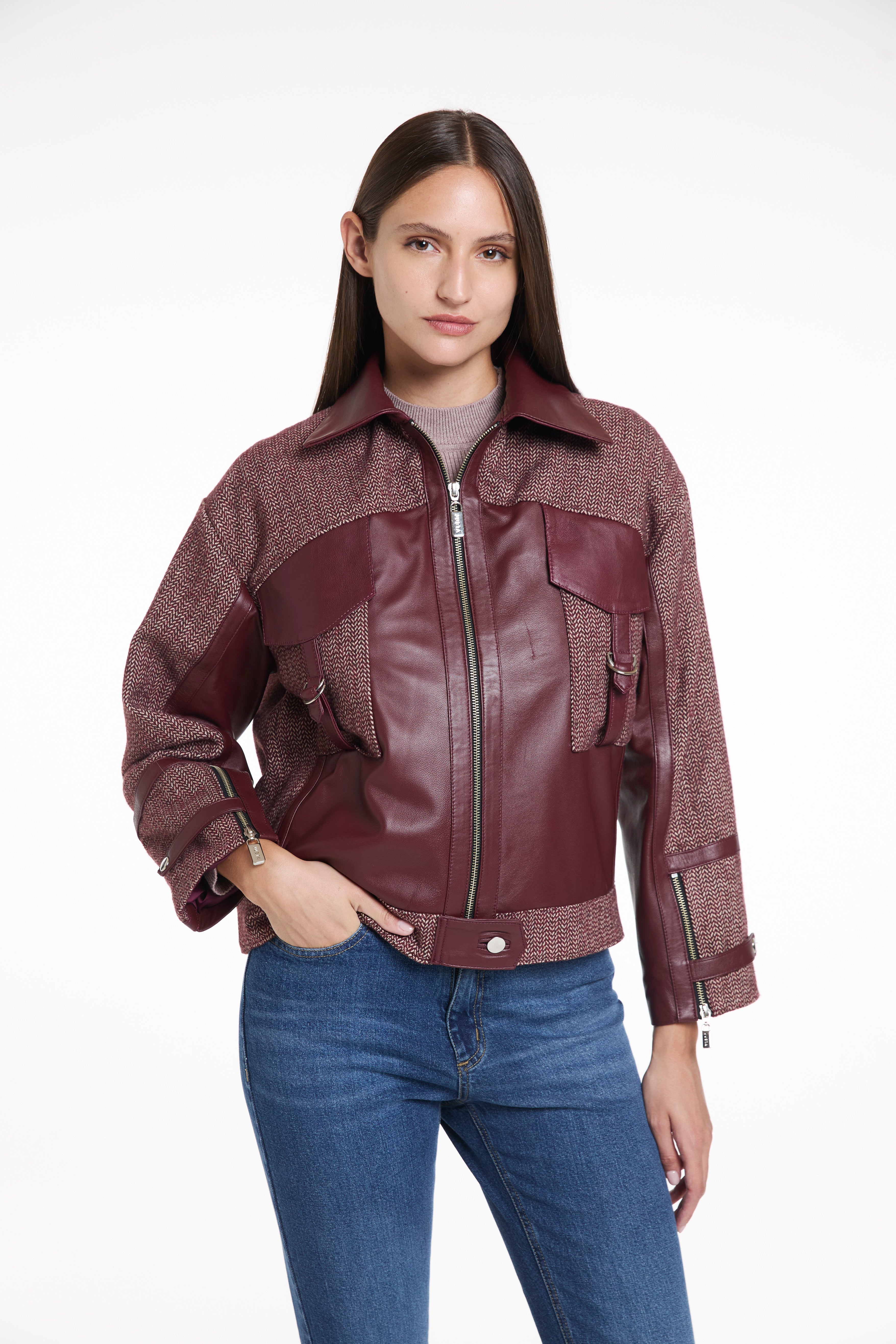 CAMPERA QUEEN - PAÑO Y CUERO