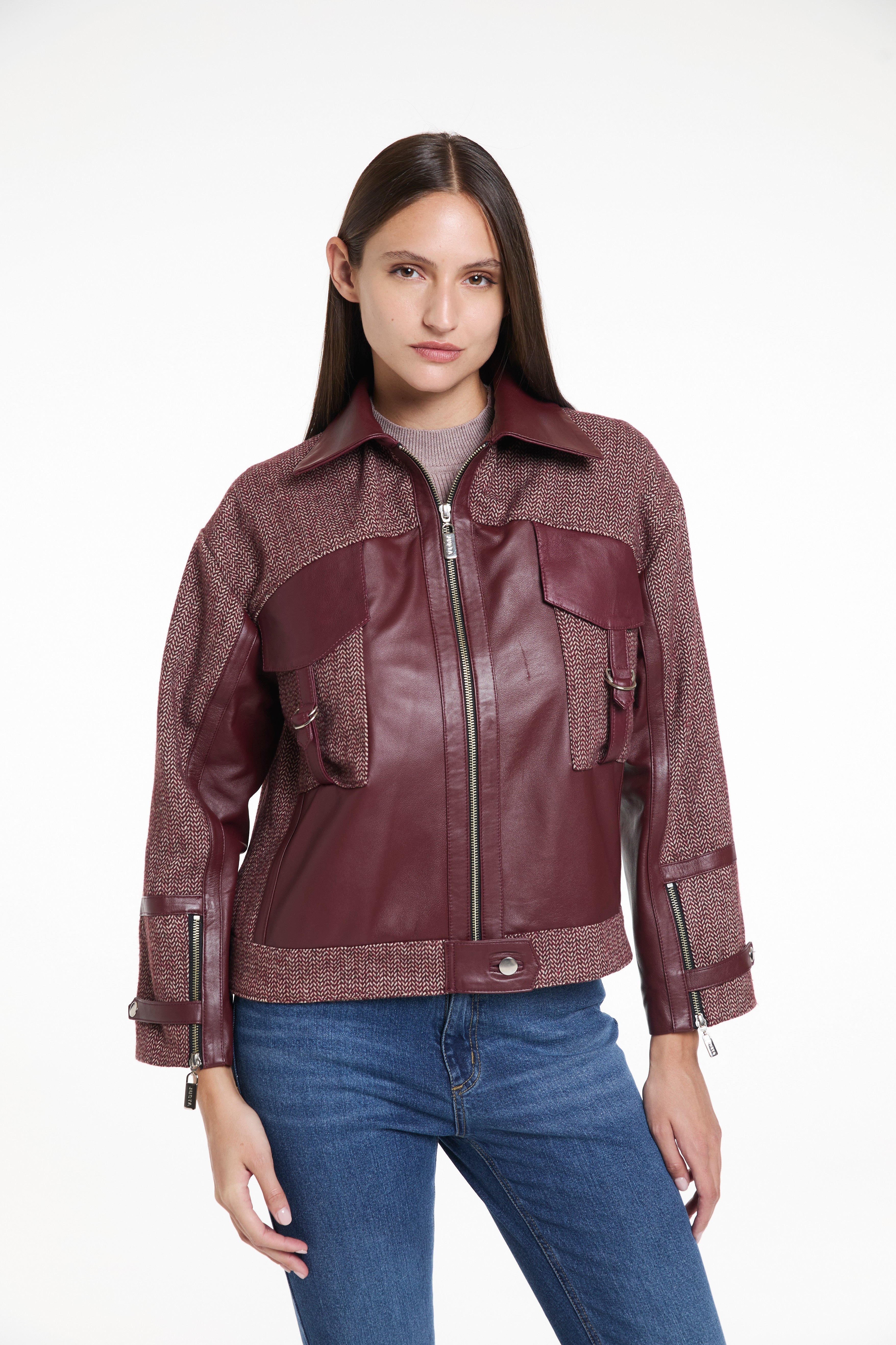 CAMPERA QUEEN - PAÑO Y CUERO