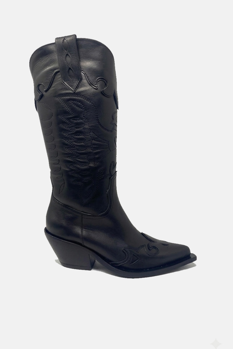 BOTA ANELEY - CUERO - NEGRO - CAÑA ALTA - JUSTA OSADIA